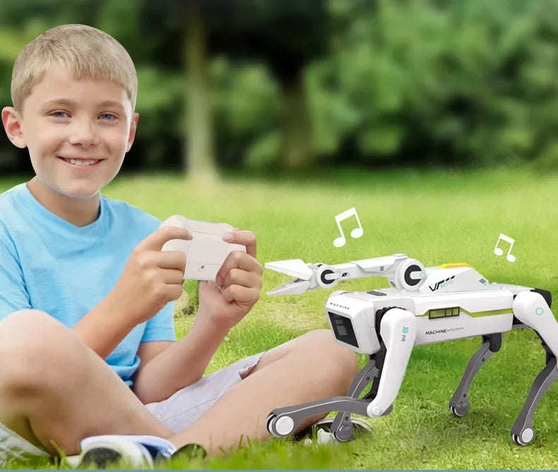 Teeggi Electric RC Intelligent Robot Dog Multifunction RC Mechanical Dog with turret Educational Toy Bionic Smart Robot Toy Gift