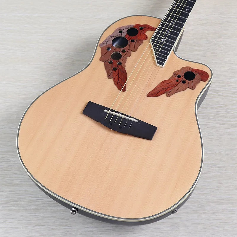 Electric Acoustic Guitar 6 Strings Round Back Ovation Model Brown 41 Inch Acoustic Guitar Cutaway Design Electric Folk Guitar