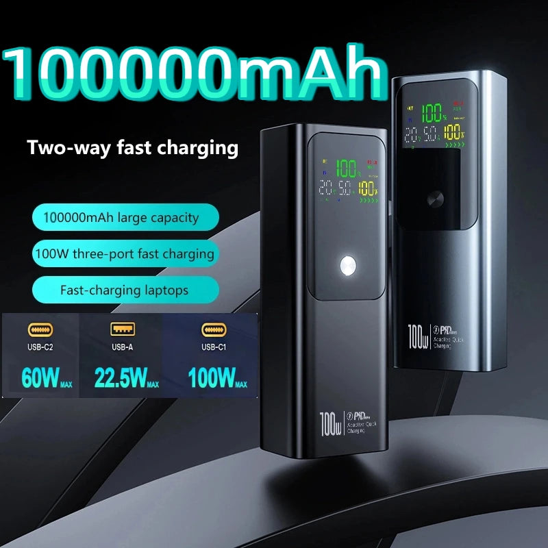 Xiaomi 100000mAh Power Bank 100W External Battery Capacity Fast Charging Portable Charger Powerbank For Laptop iPhone Samsung