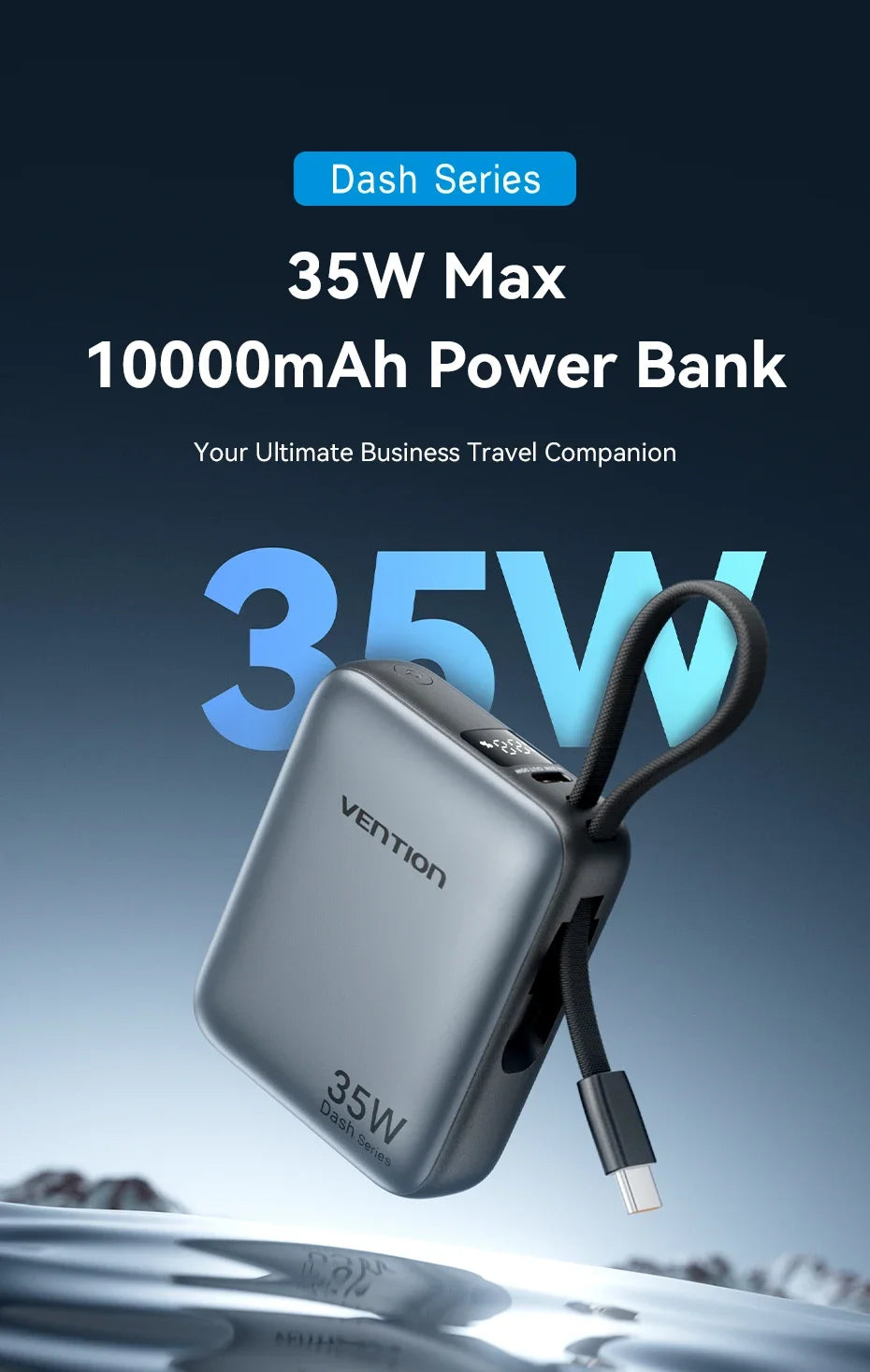 Vention 10000mAh Power Bank Fast Charging PD 35W Portable PowerBank for iPhone 16 15 Pro Max Xiaomi External Battery Charger