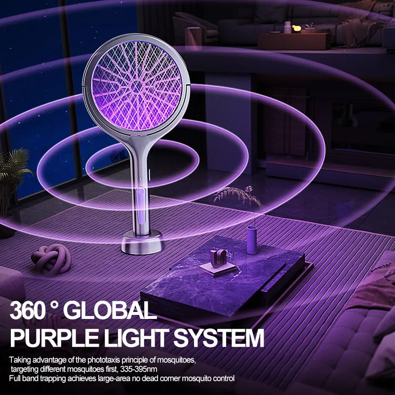 2025 Upgraded Telescopic Mosquito Killer Swatter 90° Rotatable & Wall-Mountable Extended Reach Electric Bug Zapper Home Garden