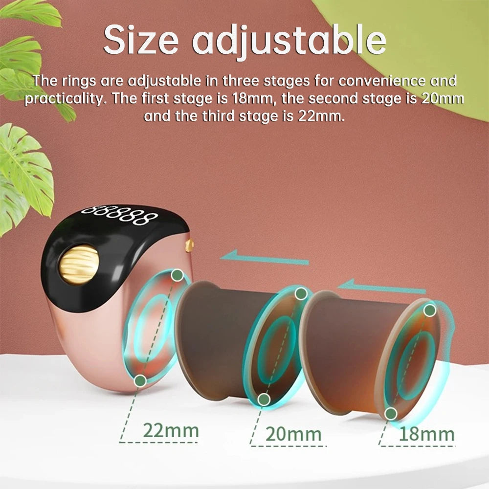 Portable Ring Type Ball Digital Finger Counter 75mah Type-C Rechargeable Adjustable OLED Screen Display Mini Tally Counter