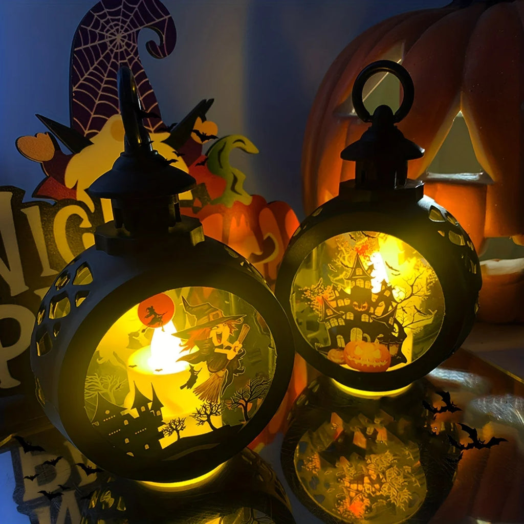 Halloween Oil Lamp，LED Electronic Wax Candle Light，Handheld Lantern，Party Atmosphere Props，Luminous Ornaments