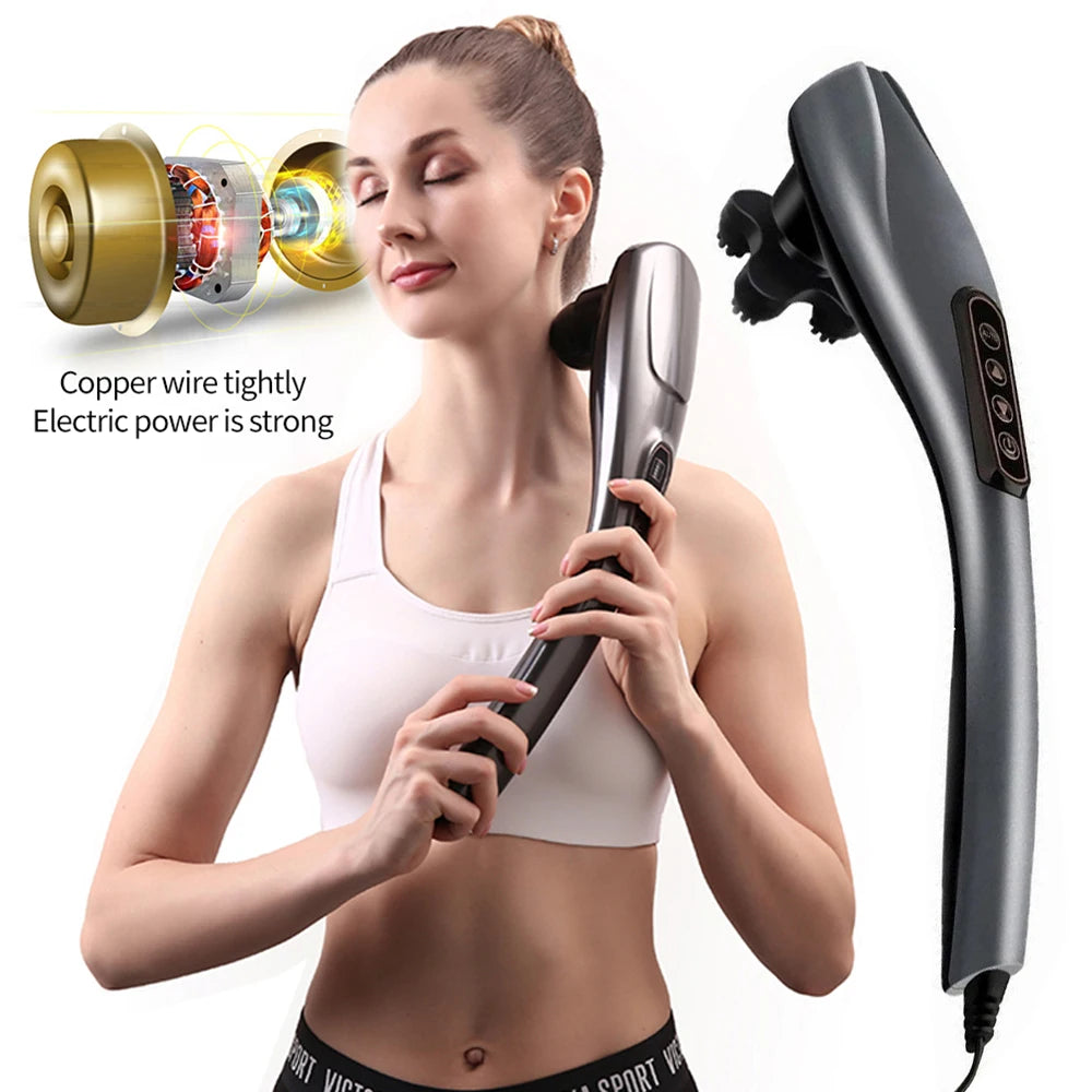 2025 NEW Electric Handheld Dolphin Massage Stick Shoulder Neck Tapping Cervical Spine Waist Legs Whole Body Meridian Relaxation