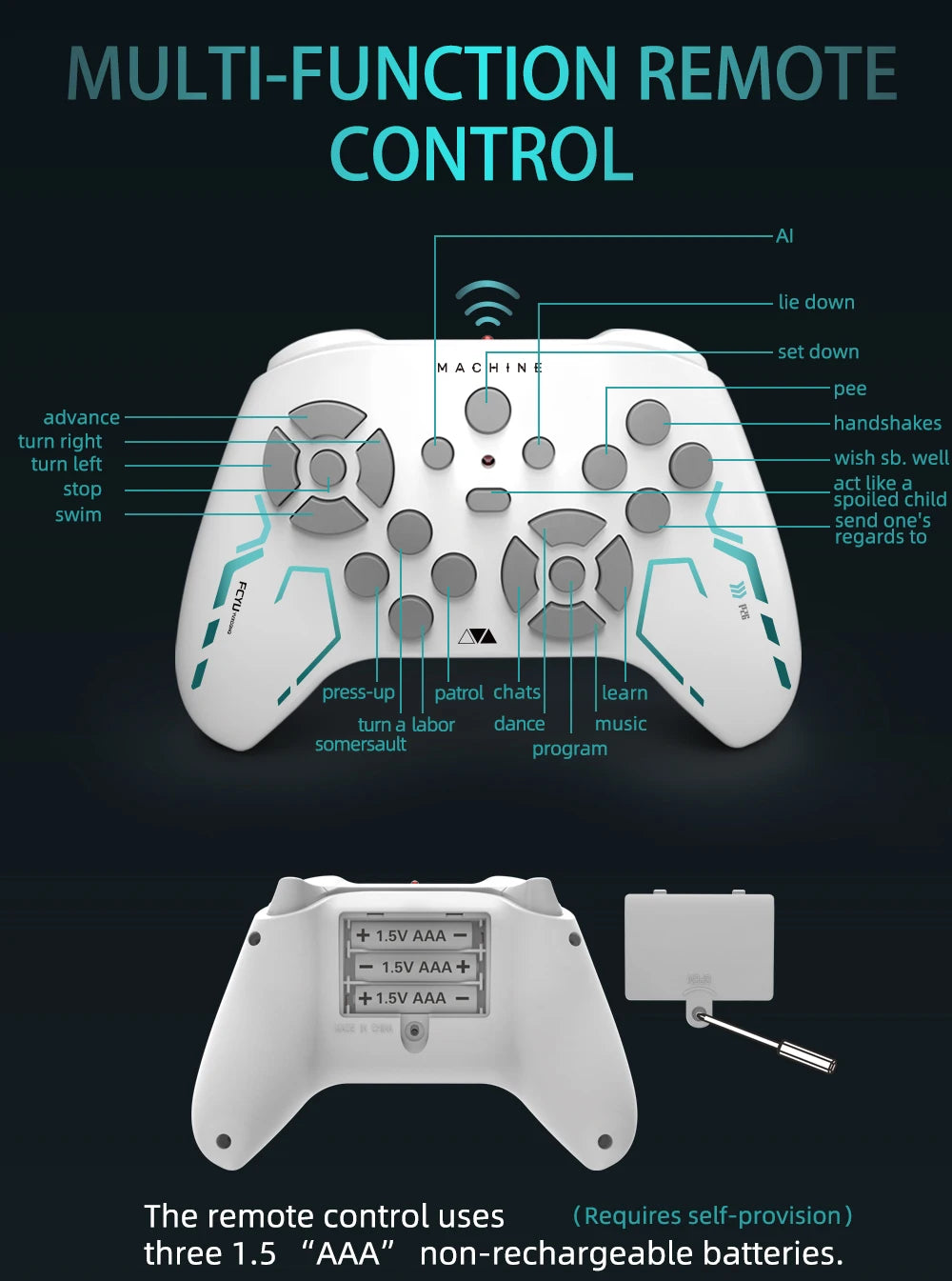 Teeggi Electric RC Intelligent Robot Dog Multifunction RC Mechanical Dog with turret Educational Toy Bionic Smart Robot Toy Gift