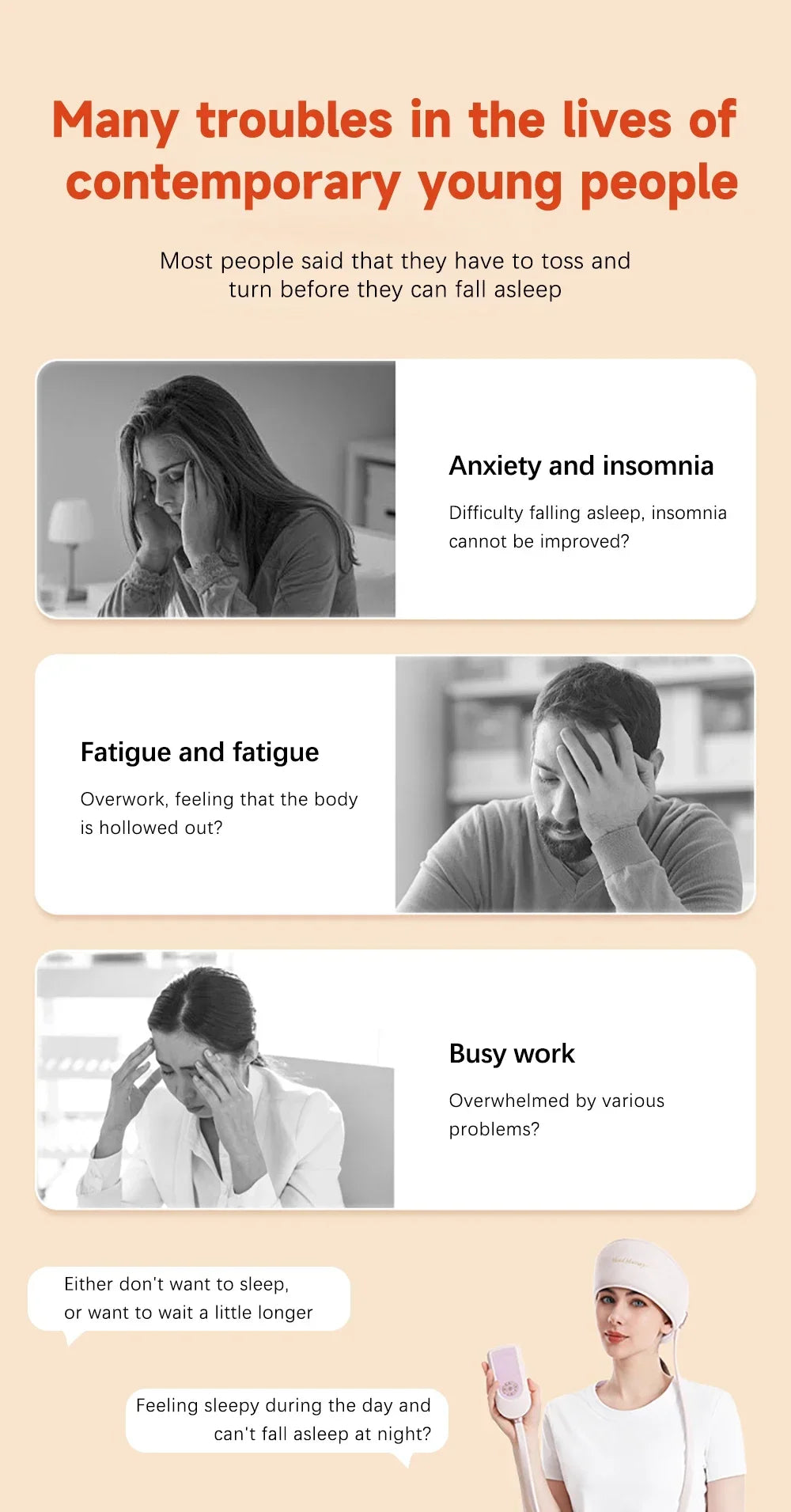 Electric Head Massager with Heat Air Pressure Head Massage Device Eye Muscle Massager Hot Compress Airbag Music 6-Zone Massager