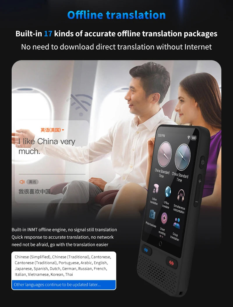 Language Translator Device AI Translation Support ChatGPT 138 Languages Translation Two Way Real Time Voice Translation with