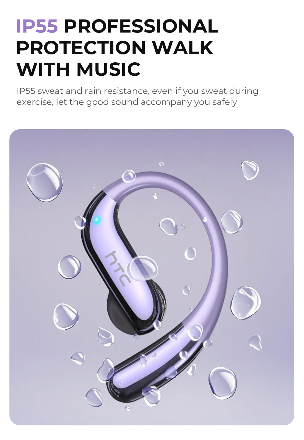 Translator HTC NE23 OWS Wireless Headphones 6.0 Translation Earphones Dual Noise Reduction Calls IP55 Professional Protection