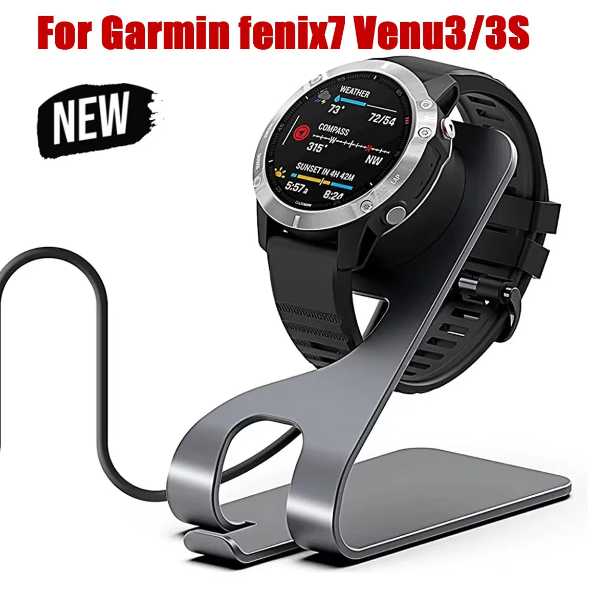 Charger Stand for Garmin Venu 3S & Fenix 7X Charging/ Vivoactive 3 4 4S Cable Dock Cord for Fenix 5 5X Plus 6 6X 6s/ Instinct2