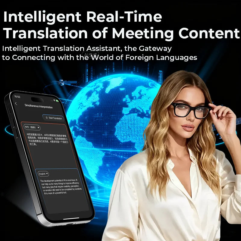 AI Smart Glasses - Touch Control AI Chat GPT Model 800W High-definition Shake-proof Real-time Translation Anti-blue Light