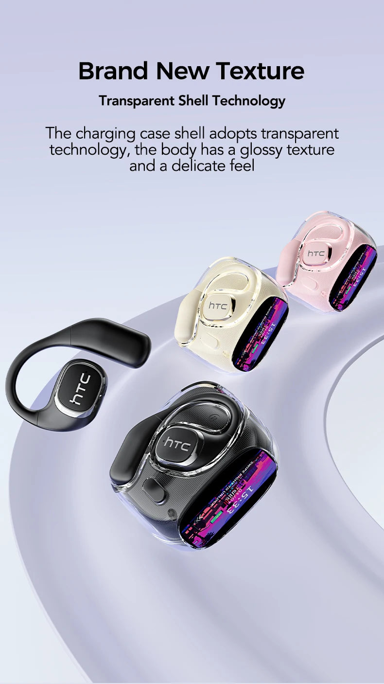 Translator HTC NE11 Bluetooth 6.0 OWS Wireless Headphones Translation Earphones Full-Color Touch Screen Ultra Long Battery Life