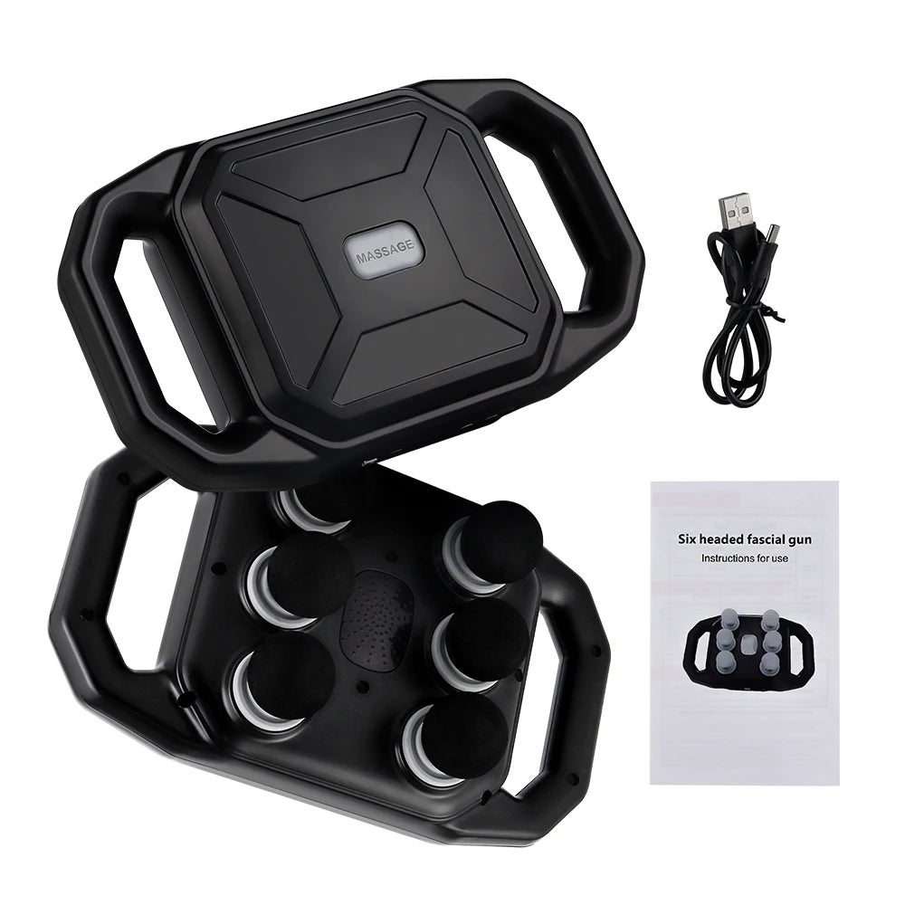 Six-head Fascia Gun High Frequency Vibration Waist Shoulder Back Leg Deep Tissue Body Massage Machine