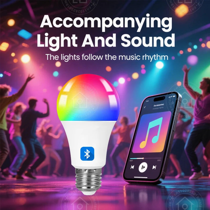 Tuya Smart LED Bulb E27 Smart Life APP Control Dimmable Light Bluetooth RGB Lamp 220-240V Bedroom Decoration Party Lighting 9W