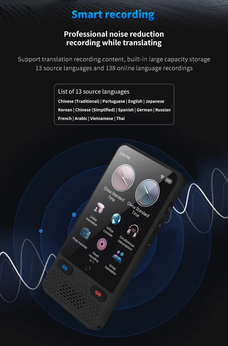 Language Translator Device AI Translation Support ChatGPT 138 Languages Translation Two Way Real Time Voice Translation with