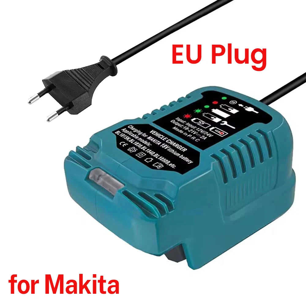 For Makita 18V Lithium Battery Charger With Cigarette Lighter Plug LED Indicator Mini Vehicle Charger for Makita BL1850 BL1830