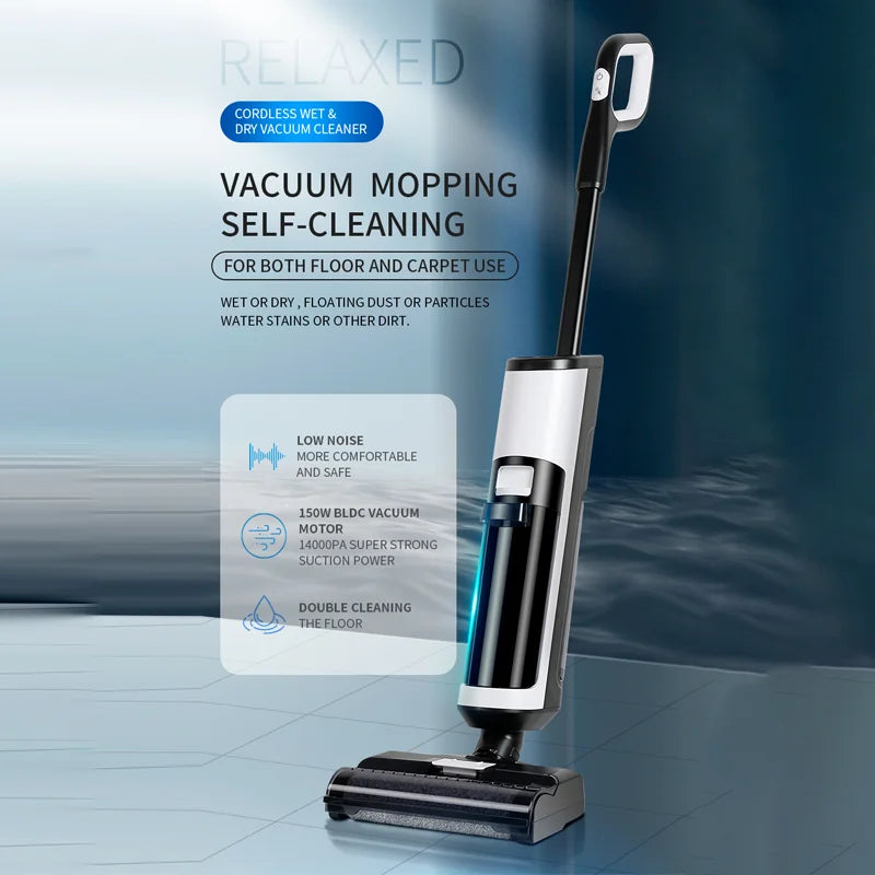 Wet Dry Vacuum Cleaner Cordless handhed Cleaning Robot Wireless RL8Pro Voice Assistant Low Noise 14000Pa Suction Battery 4000mAh