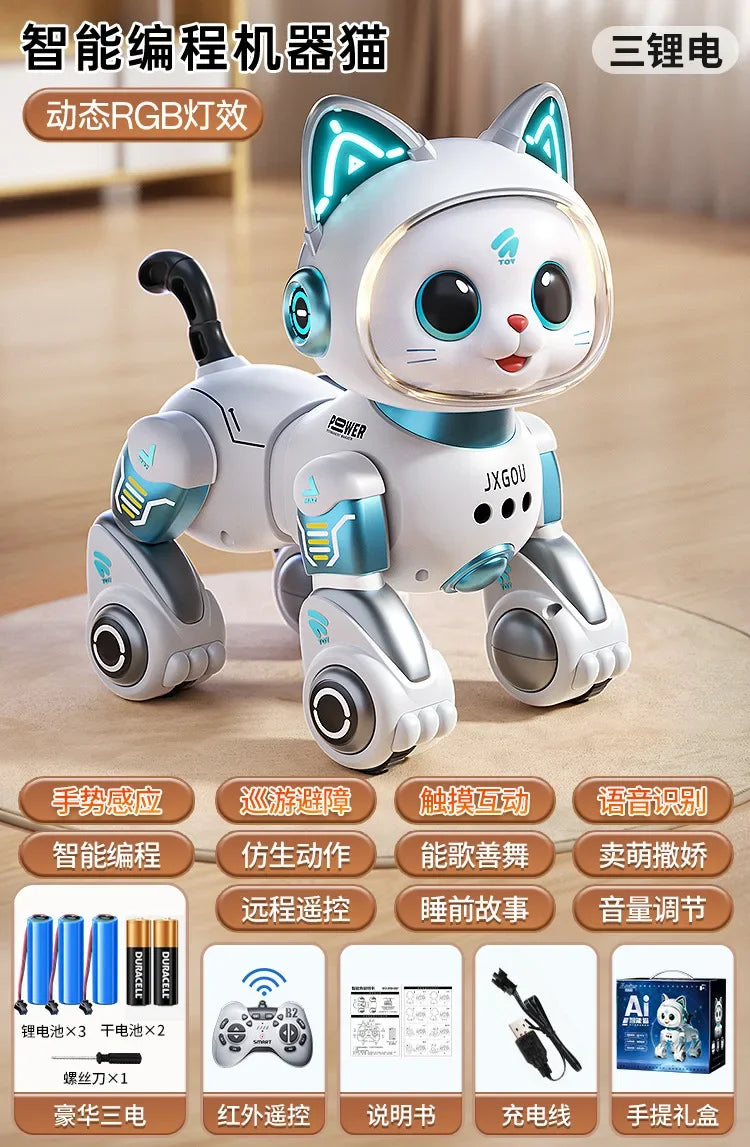 Smart Robotic Cat Toy - Interactive Walking & Meowing Robot for 1-3 Year Old Boys/Girls w/Remote Control