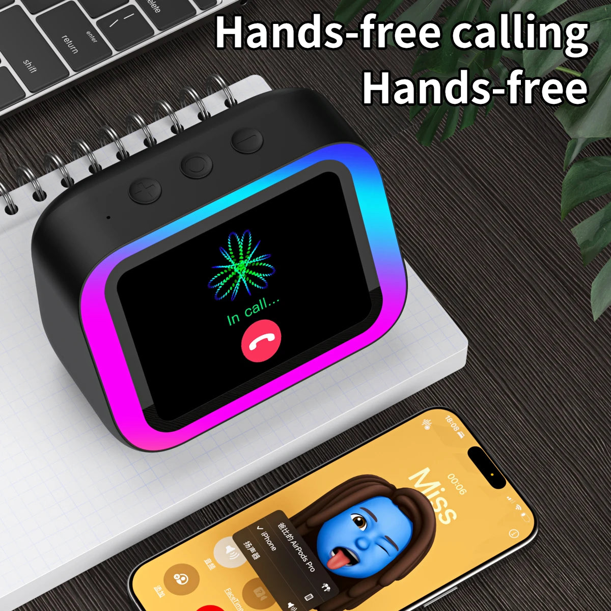 Smart Bluetooth Speaker Lntelligent Large-Screen Weather Temperature Display Table Speaker Clock Bedroom Decor  Voice Assistant