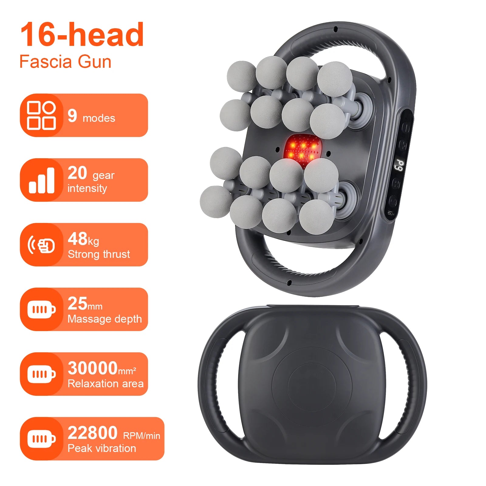 16-Head Fascia Gun High-Frequency Vibration Body Massage Gun Waist and Back  Massager Neck Shoulder Massager Muscle masajeador