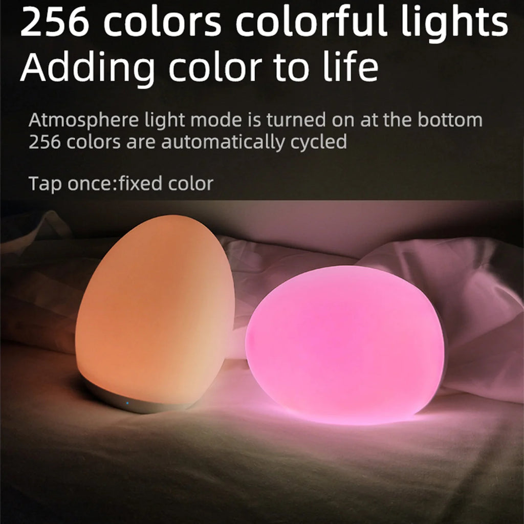 LED Night Lights USB Rechargeable Egg Shape RGB Pat Light Baby Feeding Sleeping Eye Protection Lamp Outdoor Bar Table Lamp