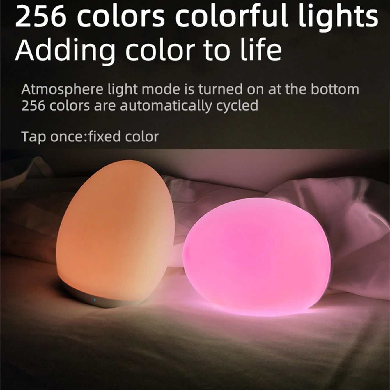 LED Night Lights USB Rechargeable Egg Shape RGB Pat Light Baby Feeding Sleeping Eye Protection Lamp Outdoor Bar Table Lamp