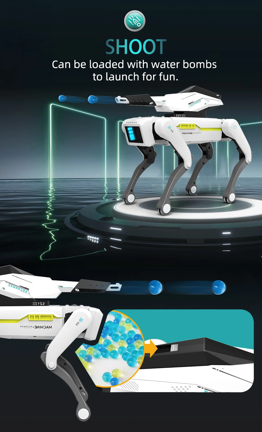 Teeggi Electric RC Intelligent Robot Dog Multifunction RC Mechanical Dog with turret Educational Toy Bionic Smart Robot Toy Gift