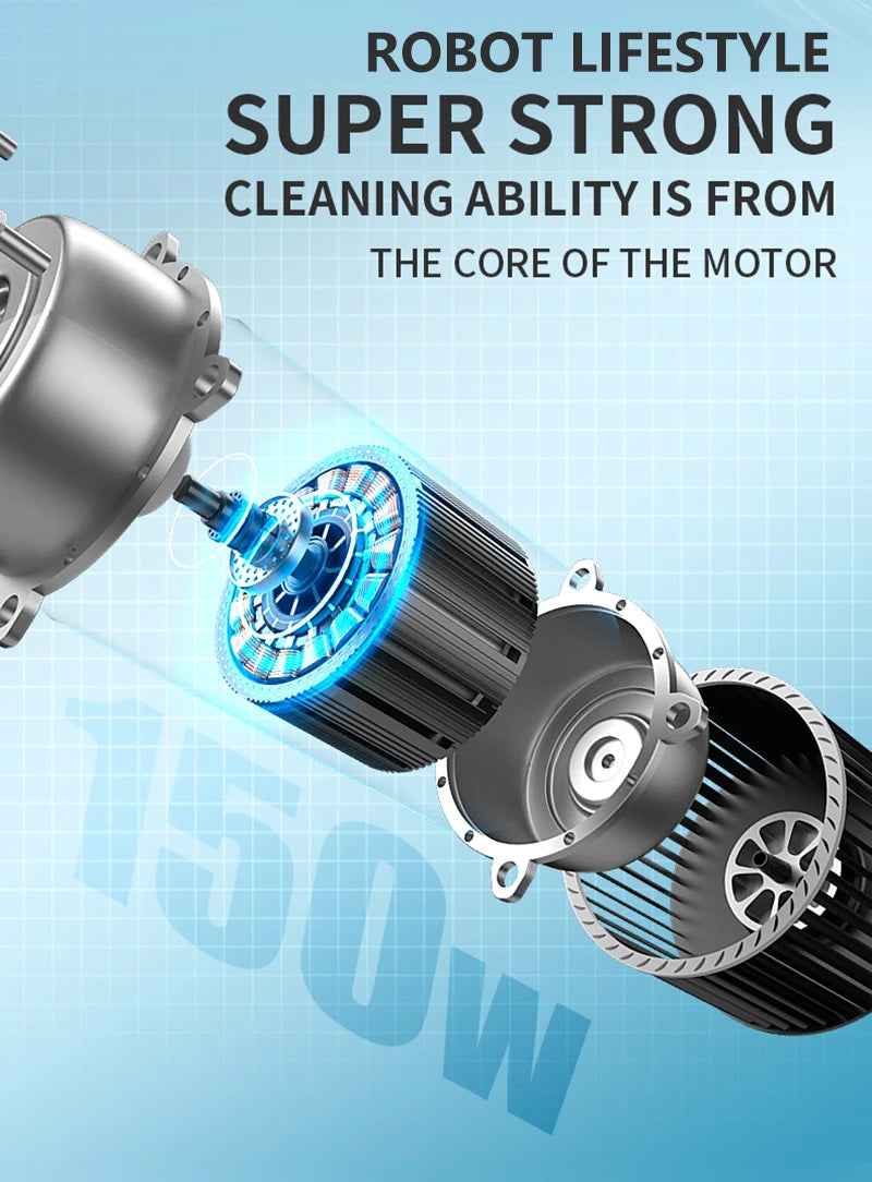 Wet Dry Vacuum Cleaner Cordless handhed Cleaning Robot Wireless RL8Pro Voice Assistant Low Noise 14000Pa Suction Battery 4000mAh