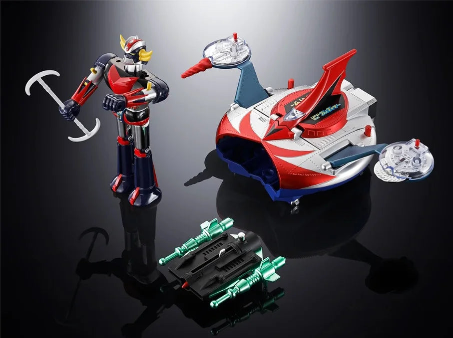 100%Original in Stock Bandai CHOGOKIN GRENDIZER & SPAZER UFO SET 1975 Replica ROBOT NUMBER 329 Anime Character Model Collection