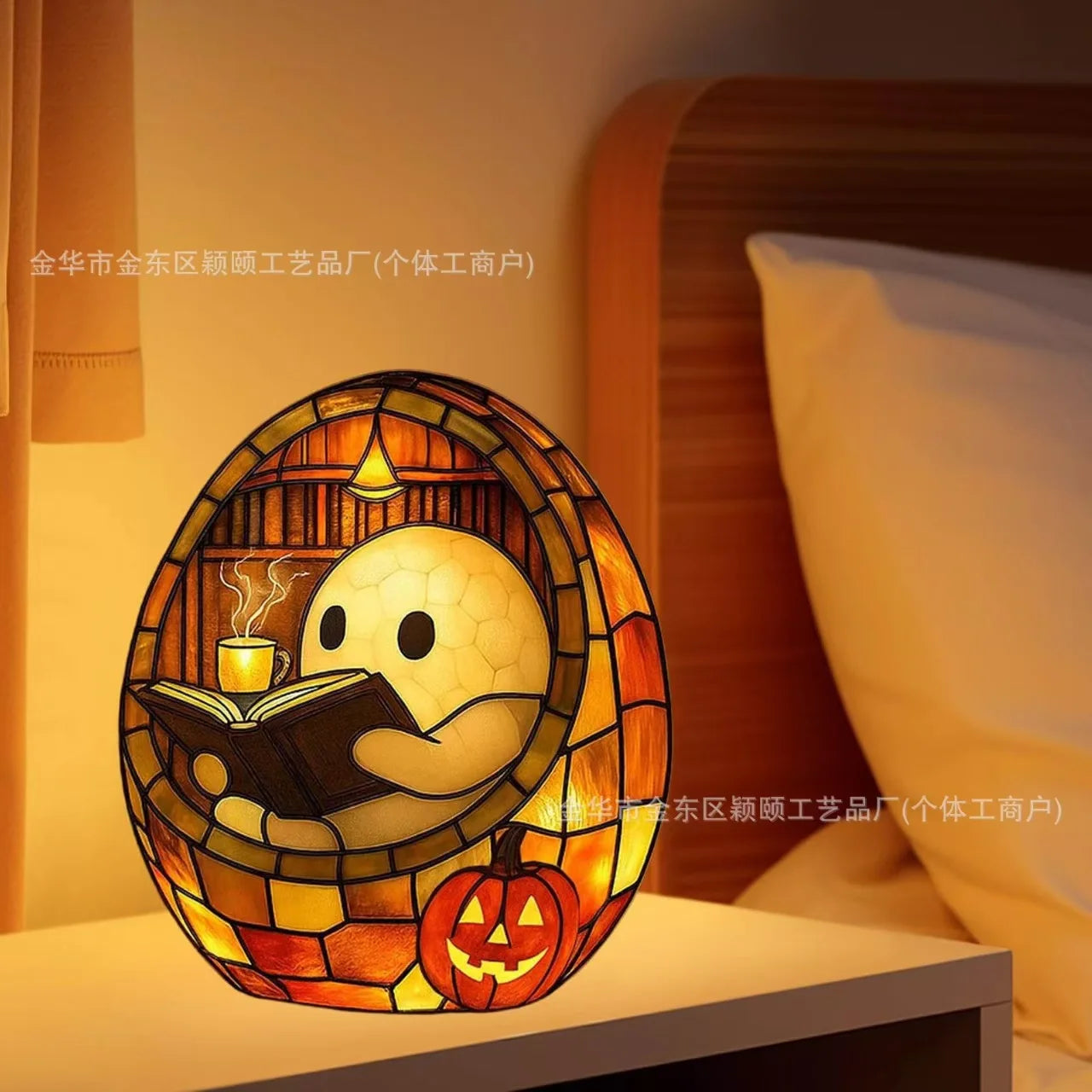 2025 Halloween Ghost Light Reading Book Lamp Adorable Pumpkin Led Light Resin Display Reading Night Light For Book Lover