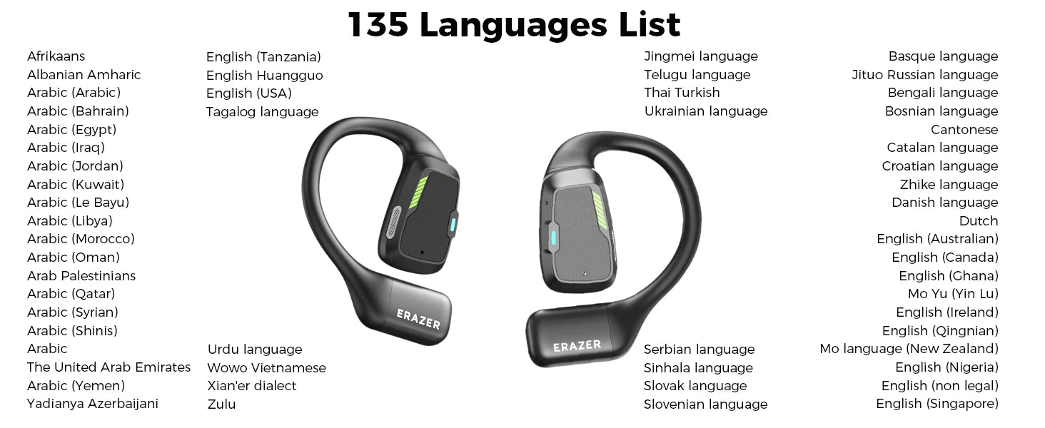 [135 Translator Earphone] Erazer XP6 Bluetooth Earphones Headset DIY Equalizer APP AI Wireless Headphones Travel Touch Screen