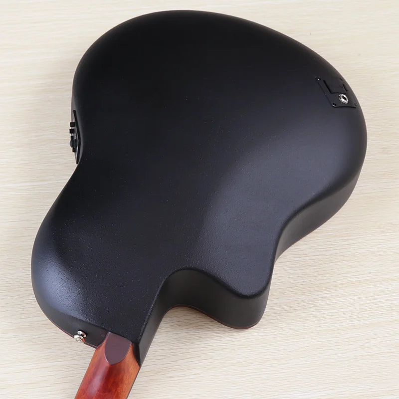 Electric Acoustic Guitar 6 Strings Round Back Ovation Model Brown 41 Inch Acoustic Guitar Cutaway Design Electric Folk Guitar