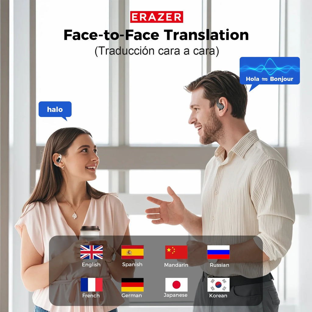 [135 Translator Earphone] Erazer XP6 Bluetooth Earphones Headset DIY Equalizer APP AI Wireless Headphones Travel Touch Screen