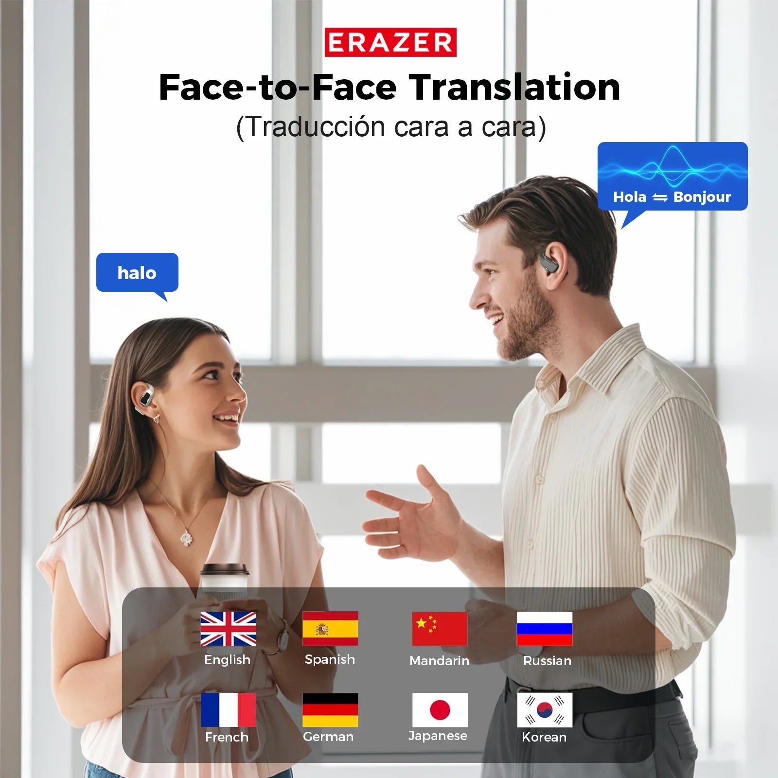 [135 Translator Earphone] Erazer XP6 Bluetooth Earphones Headset DIY Equalizer APP AI Wireless Headphones Travel Touch Screen