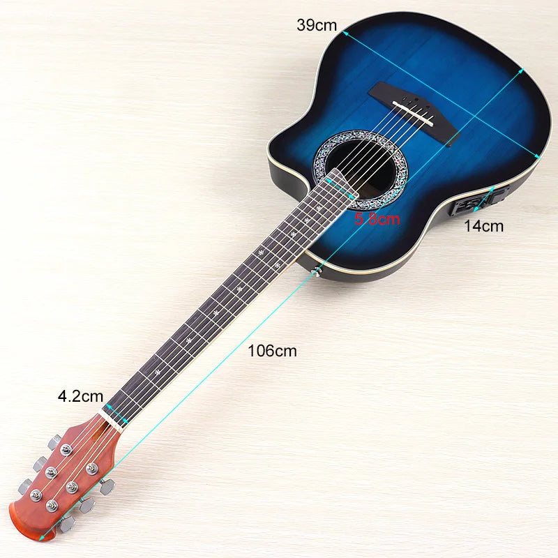 Electric Acoustic Guitar 6 Strings Round Back Ovation Model Brown 41 Inch Acoustic Guitar Cutaway Design Electric Folk Guitar