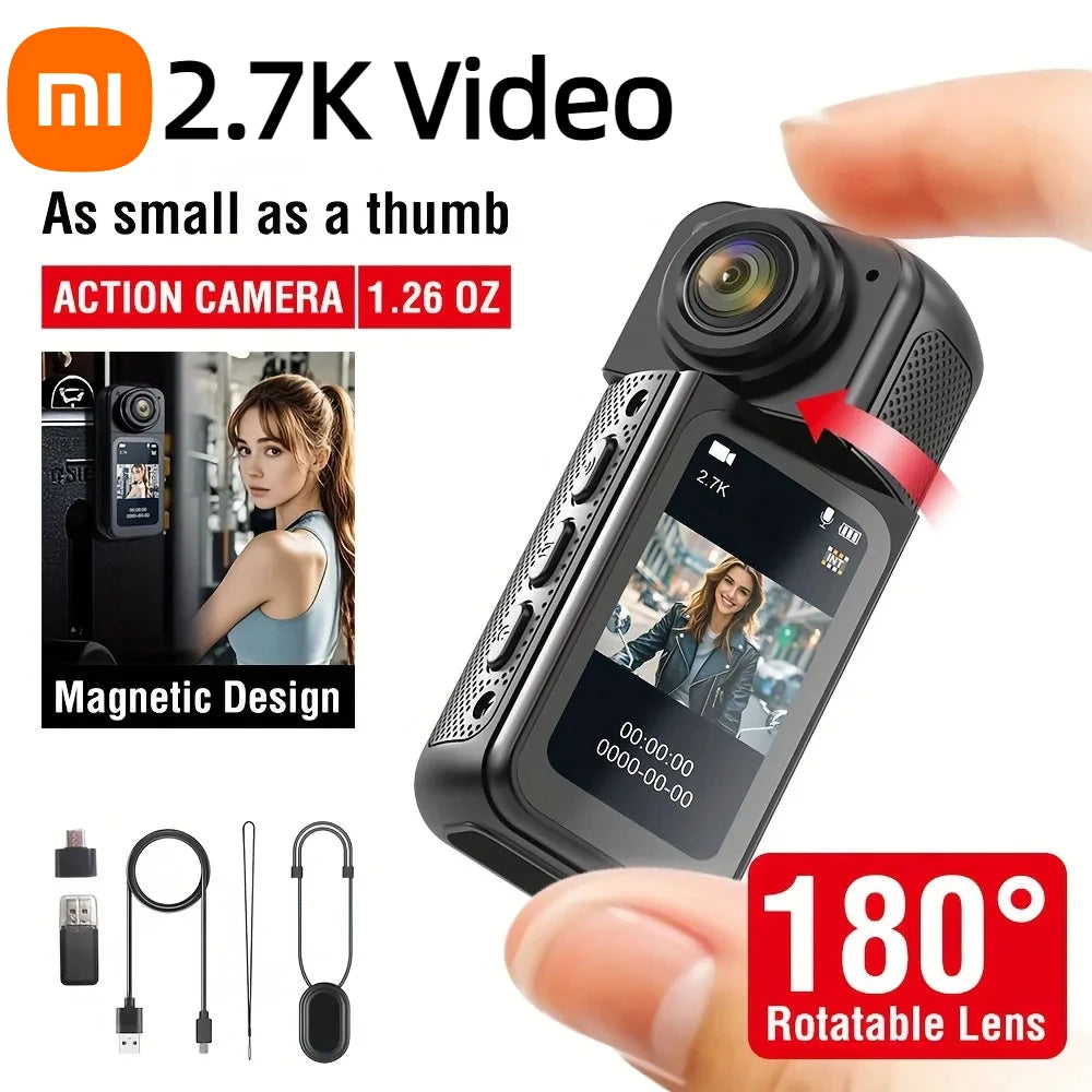 Xiaomi S70 Mini Recorder 2.7K Finger Action Camera Lightweight POV With Magnetic Belt 1.47 inch IPS Screen Bicycle Vlog Pet Cam