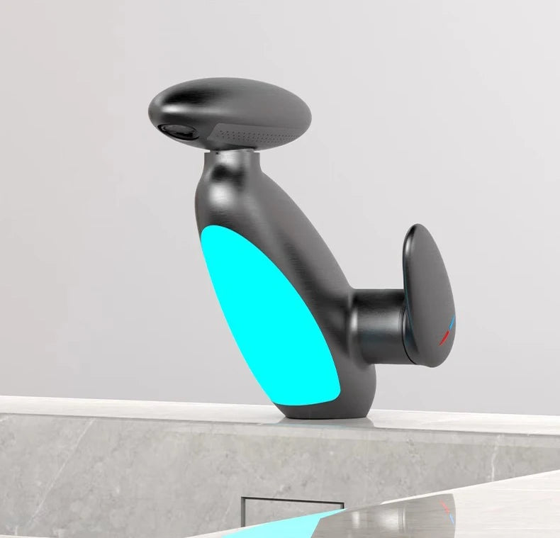 Bathroom Pull Out Faucet Washbasin Sink Hot Cold Pull Out Mixer Tap Deck Mount Basin Ambient Light Modern Atmosphere Faucets Tap