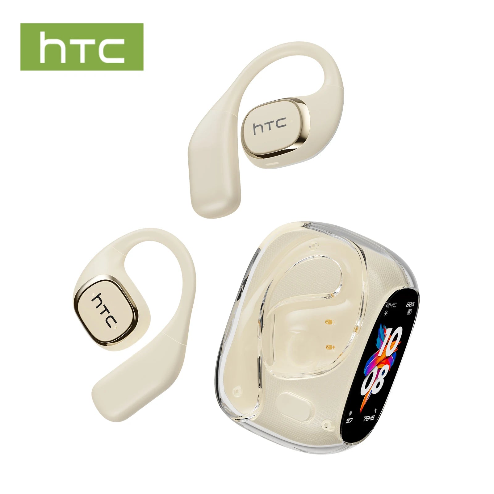 Translator HTC NE11 Bluetooth 6.0 OWS Wireless Headphones Translation Earphones Full-Color Touch Screen Ultra Long Battery Life