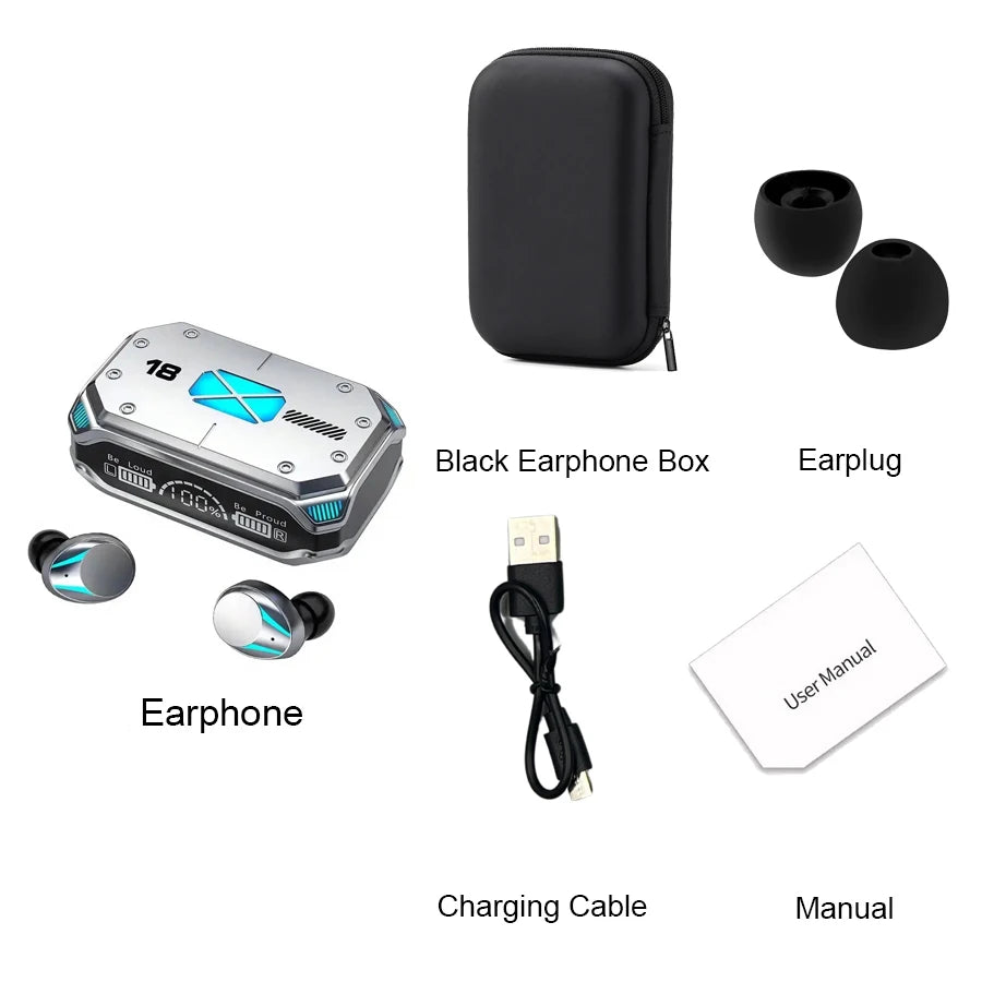 M41 Bluetooth Earphone Wireless Headphone Smart Touch Digital Display Stereo Earbuds With Colour Light Magnetic Suction Headset