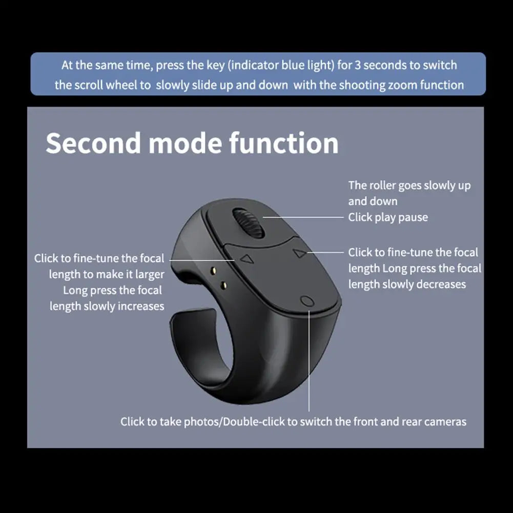 Bluetooth Page Turner Remote with Scroll Wheel - for eBooks, Videos; Wireless Shutter, Phone Stand Compatible (Volume Zoom)