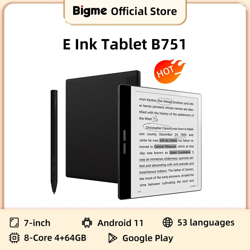 Bigme B751 7-inch ink screen e-book reader handwriting electronic paper ebook electronic notebook electronic epaper reader
