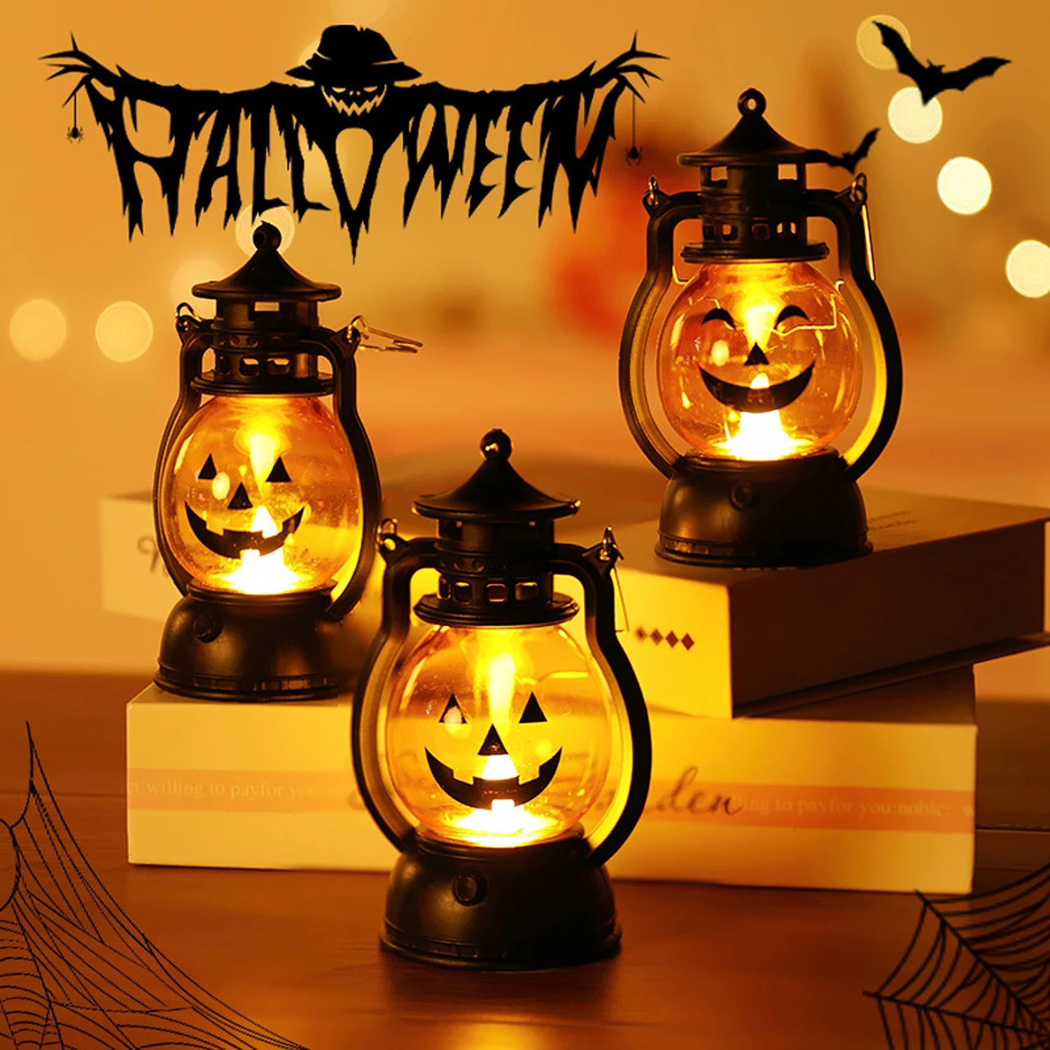 Halloween Oil Lamp，LED Electronic Wax Candle Light，Handheld Lantern，Party Atmosphere Props，Luminous Ornaments
