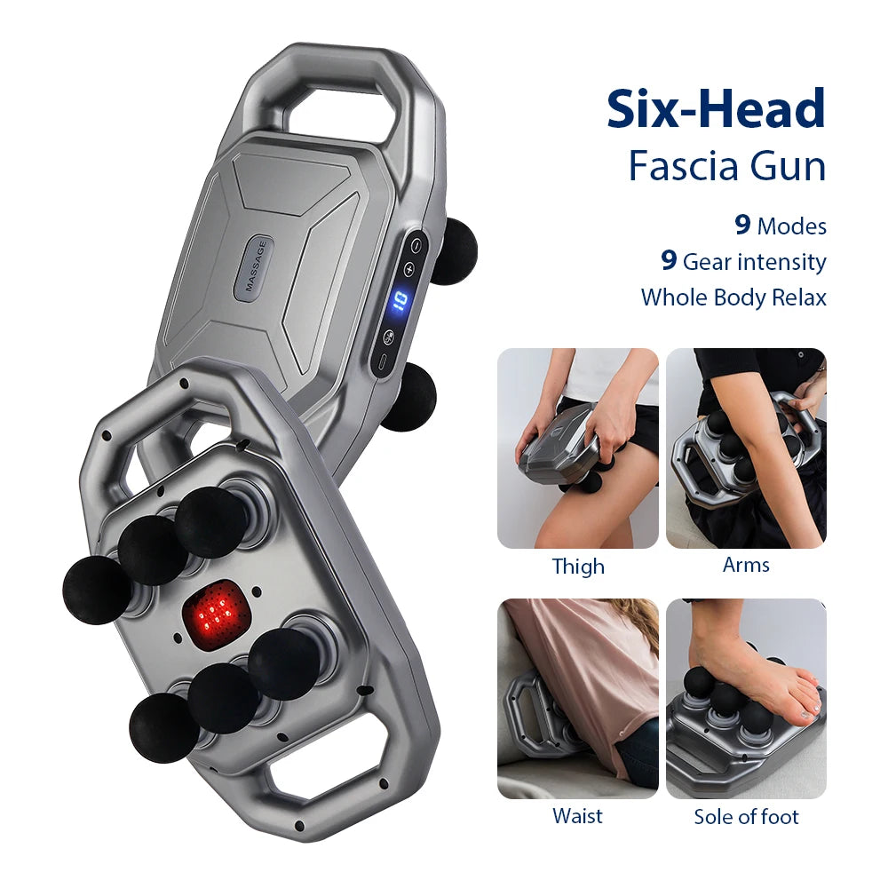 Six-head Fascia Gun High Frequency Vibration Waist Shoulder Back Leg Deep Tissue Body Massage Machine