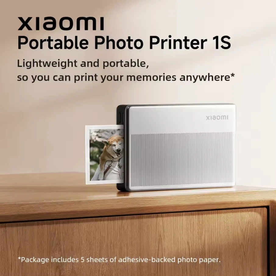 Xiaomi Portable Photo Printer 1S Bluetooth 5.2 Thermal Printer Multifunctional Pocket Printer for Smartphone and Tablet