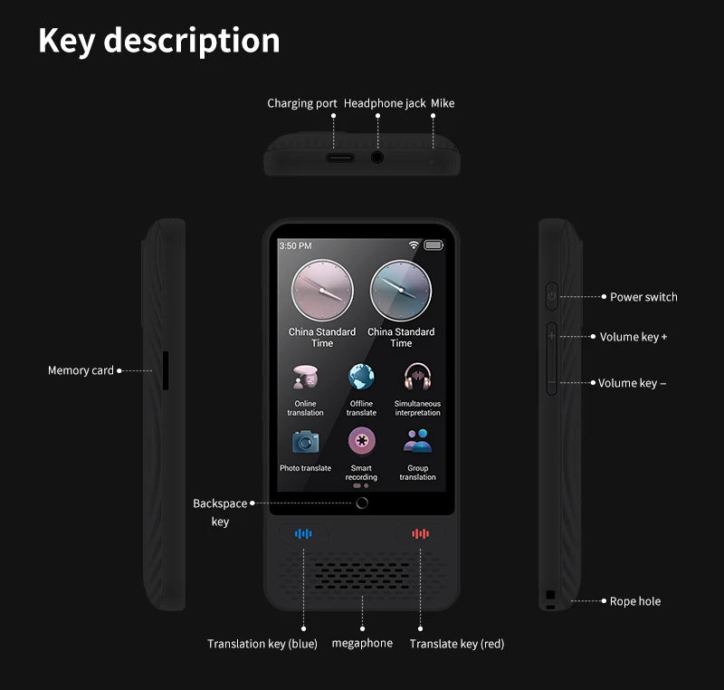 Language Translator Device AI Translation Support ChatGPT 138 Languages Translation Two Way Real Time Voice Translation with