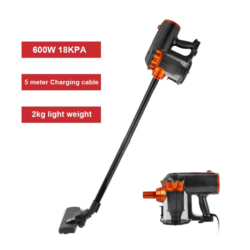Multifunctionl 600W Powerful Wired Stick Vacuum Cleaner 18Kpa with 5 meter Charging cable,1.5L Dust Box,Curtain Floor Cleaning