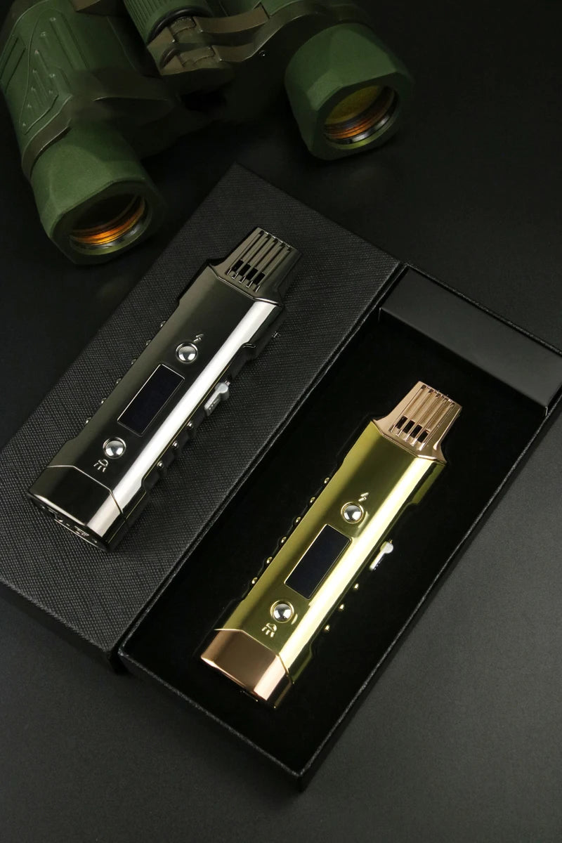 Multifunctional Gas And Electric Lighter  Double Arc  Double Blue Flame White Night Light With Power Display Outdoor Windproof