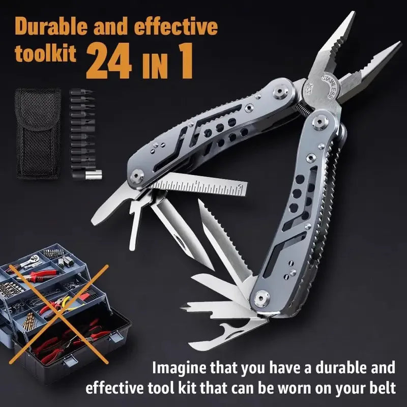 Multitool 24-in-1 Multitools Pliers with Professional Multi-tool for Survival Camping and Hunting Gifts for Men Dad Hus band