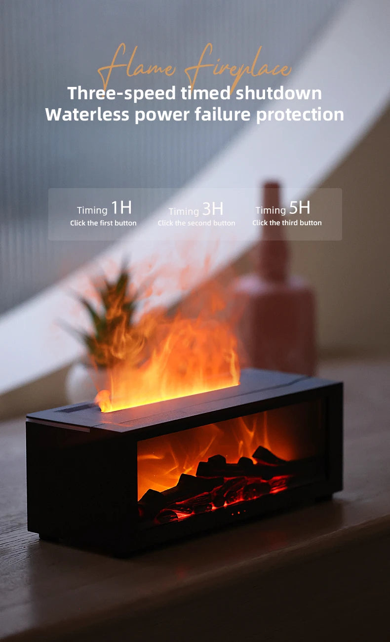 Flame Essential Oil Diffuser, 3D Flame Fireplace Aromatherapy Machine Colorful Humidifier with Remote Control, Fireplace Flame