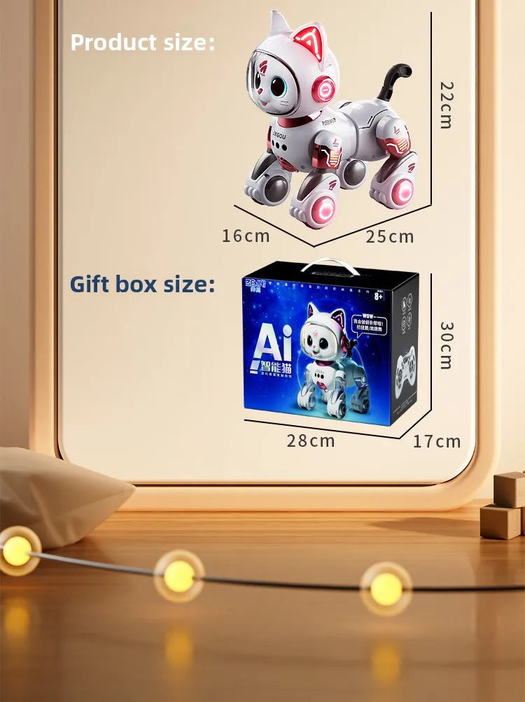 Smart Robotic Cat Toy - Interactive Walking & Meowing Robot for 1-3 Year Old Boys/Girls w/Remote Control