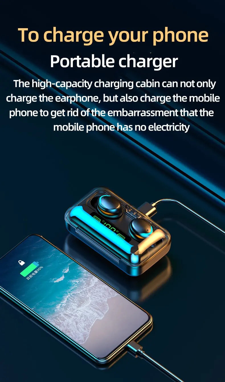 F9 Mini Bluetooth 5.0 Wireless Earphone Headphones Noise Reduction Sport Game Sleep Bluetooth Earbuds HIFI Stereo Music Headset